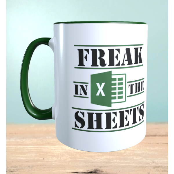 Becher mit Aufschrift "Freak in the Sheets" - Excel Tasse, lustiger Kaffeebecher, Tee, Geschenk für Kollegen