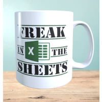 Becher mit Aufschrift "Freak in the Sheets" - Excel Tasse, lustiger Kaffeebecher, Tee, Geschenk für Kollegen