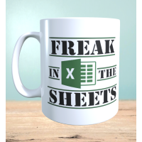 Becher mit Aufschrift "Freak in the Sheets" - Excel Tasse, lustiger Kaffeebecher, Tee, Geschenk für Kollegen