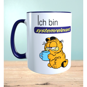 Tasse mit Aufdruck Ich bin systemrelevant, Garfield,...