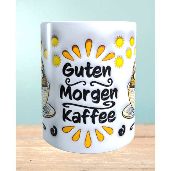 3D Tasse Faultier - Guten Morgen Kaffee, Sublimationsaufdruck, Tassengröße 11oz (330 ml), schönes Motiv, versch. Farben auswählbar