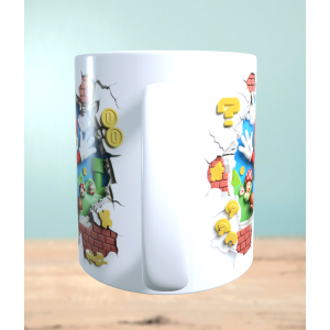 Tasse mit 3D-Effekt Super Mario Motiv 1 Sublimationsaufdruck, Tassengröße 11oz (330 ml), schönes Motiv, versch. Farben auswählbar