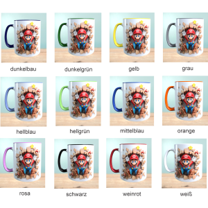 Tasse mit 3D-Effekt Super Mario Motiv 3 Sublimationsaufdruck, Tassengröße 11oz (330 ml), schönes Motiv, versch. Farben auswählbar