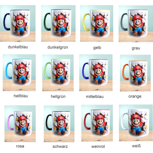 Tasse mit 3D-Effekt Super Mario Motiv 4 Sublimationsaufdruck, Tassengröße 11oz (330 ml), schönes Motiv, versch. Farben auswählbar