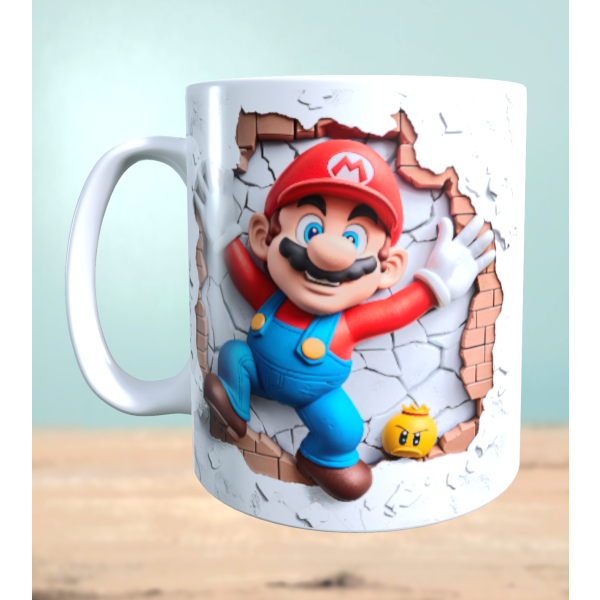 Tasse mit 3D-Effekt Super Mario Motiv 6 Sublimationsaufdruck, Tassengröße 11oz (330 ml), schönes Motiv, versch. Farben auswählbar