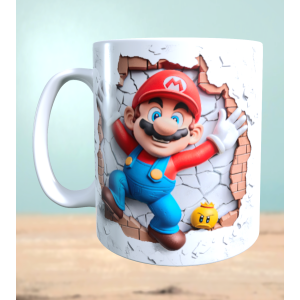 Tasse mit 3D-Effekt Super Mario Motiv 6 Sublimationsaufdruck, Tassengröße 11oz (330 ml), schönes Motiv, versch. Farben auswählbar