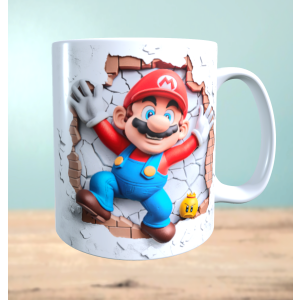 Tasse mit 3D-Effekt Super Mario Motiv 6 Sublimationsaufdruck, Tassengröße 11oz (330 ml), schönes Motiv, versch. Farben auswählbar