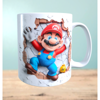 Tasse mit 3D-Effekt Super Mario Motiv 6 Sublimationsaufdruck, Tassengröße 11oz (330 ml), schönes Motiv, versch. Farben auswählbar