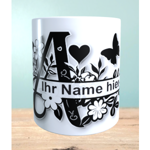 Monogramm Alphabet Tasse, personalisiert mit eigenem...