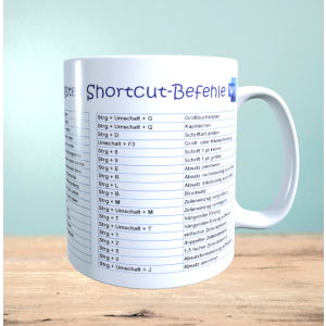 Bedruckte Tasse mit Word Shortcut Befehlen, Kaffeetasse,...