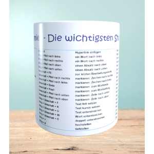 Tasse mit Word Shortcut Befehlen, Büro Geschenk, IT Profi Geschenk, Kaffeeliebhaber Geschenk, Schreibtisch Dekor