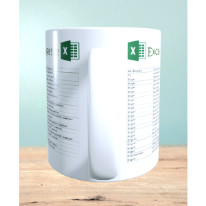 Excel Shortcuts Tasse, Kaffeetasse mit Kurzbefehlen, Bürotasse, Geschenk für Excel Liebhaber