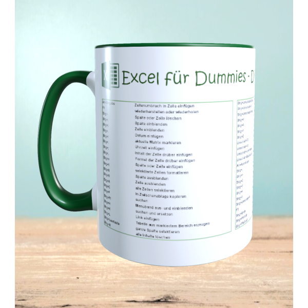 Keramik Tasse mit Excel Shortcuts, Büro Kollegen Geschenk, Kaffeetasse, lustiges Büro Accessoire