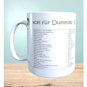 Keramik Tasse mit Excel Shortcuts, Büro Kollegen...