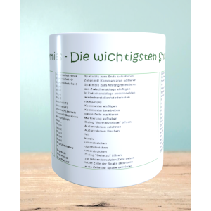 Keramik Tasse mit Excel Shortcuts, Büro Kollegen Geschenk, Kaffeetasse, lustiges Büro Accessoire