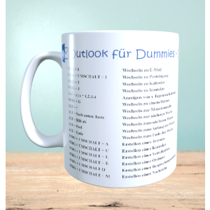 Bedruckte Tasse mit Outlook Shortcuts, Kurzbefehle, Tasse für Arbeit, Teetasse, Kaffeetasse, Geschenk für Kollegen