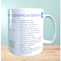 Bedruckte Tasse mit Outlook Shortcuts, Kurzbefehle, Tasse für Arbeit, Teetasse, Kaffeetasse, Geschenk für Kollegen