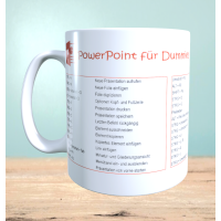 Bedruckte Tasse mit PowerPoint Shortcuts, Kurzbefehle, Tastenkombinationen, Geschenk für Webdesigner, Büro Geschenk