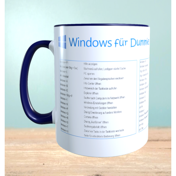 Tasse mit Windows Kurzbefehlen, Bedruckte Kaffeetasse, Lustige Bürotasse, Geschenk für Geeks, Bürogadget