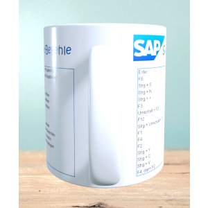 Bedruckte Tasse mit SAP Shortcuts Kurzbefehlen, Geschenk für SAP Benutzer, Tasse für Büro, Lustige Tasse, Kaffeetasse