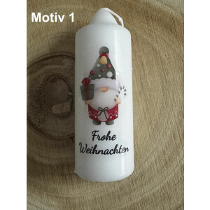 Weihnachtliche Kerze bedruckt mit Weihnachts - Motiv,...